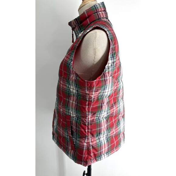 Lands' End Women's Red Tartan Plaid Puffer Vest Sleeveless Warm Casual Medium - Picture 4 of 9